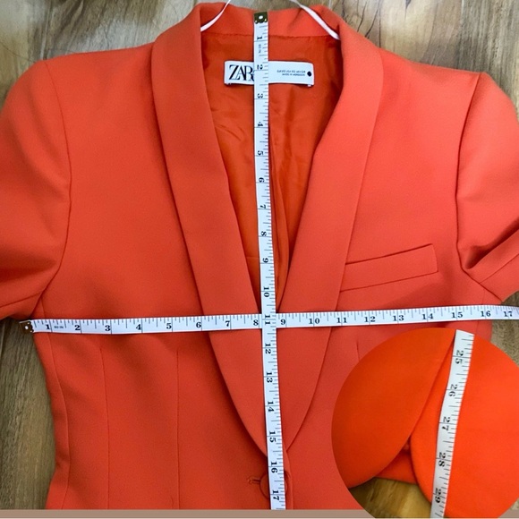 Zara Orange Short Sleeves Tailored Blazer Relaxed Fit Old Money Office Chic XS - Picture 4 of 4